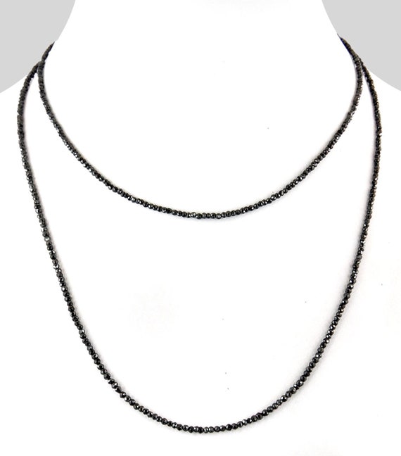 Round Cut Black Diamond Necklace Length 