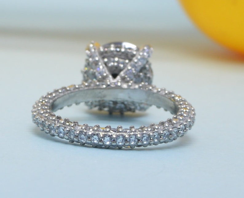 Women/'s 14kt white gold 3.50 ct Round brilliant black diamond Engagement with 0.80 white accent