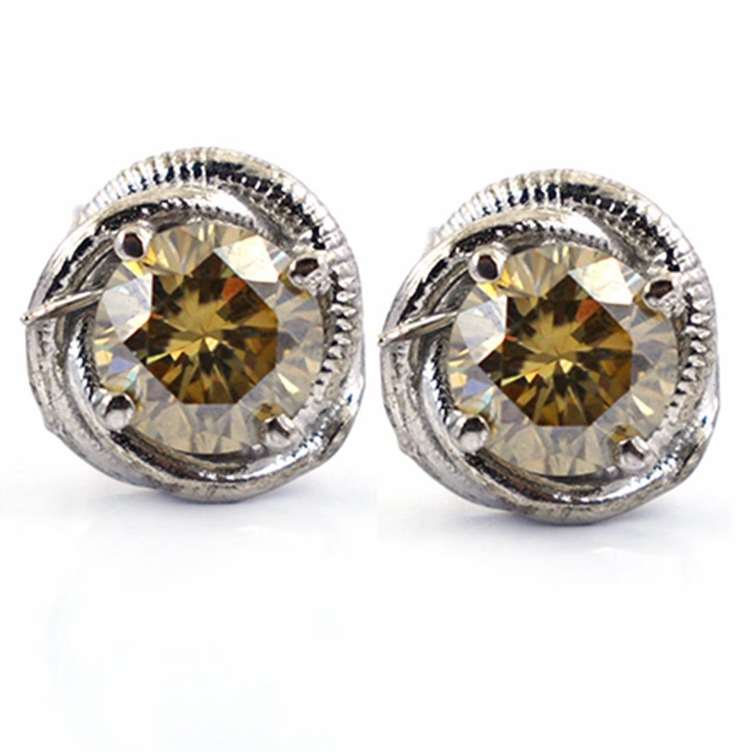 2.80 Carat Amazing Champagne Diamond Studs in 925 Silver - Etsy