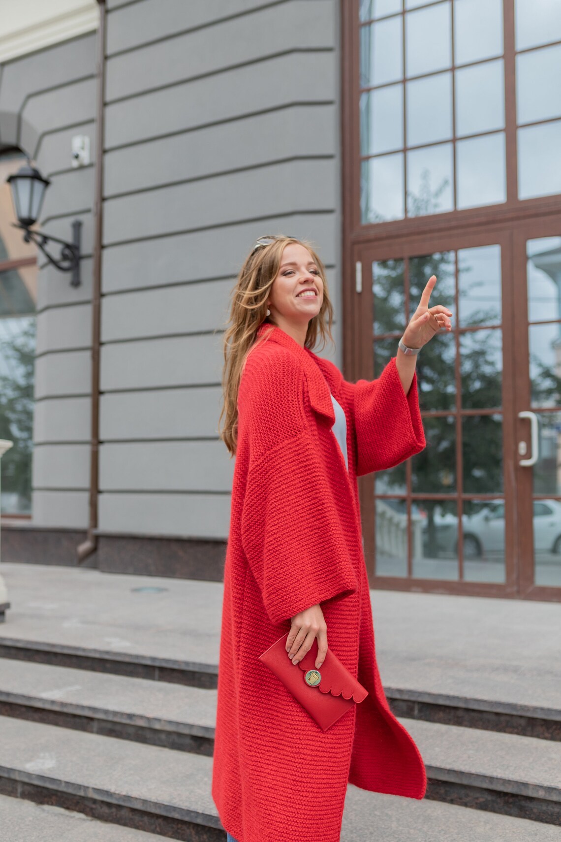Red mohair coat Etsy