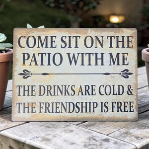 Patio Garden Metal Sign | Outdoor Decor, Beer Wine Bar Wall Art, Weatherproof Garden  Plaque,