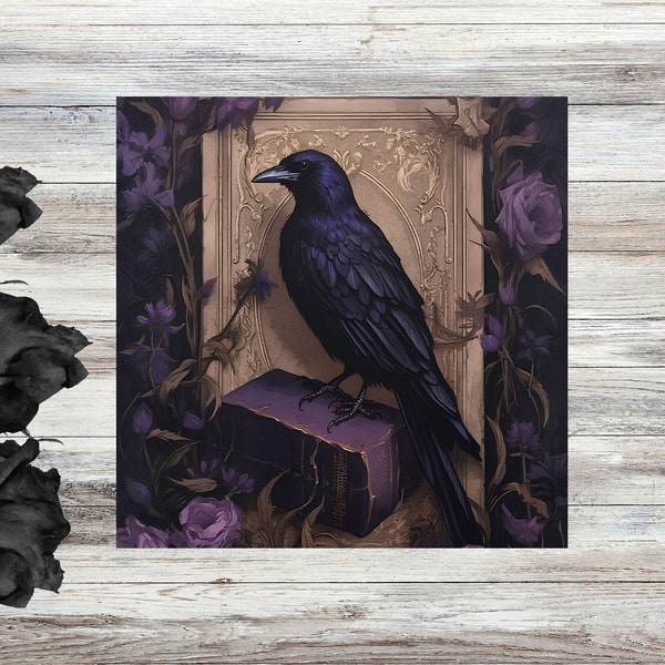 Gothic Raven art decor, Metal sign wreath plaque,Gothic Decor,Unique Gift