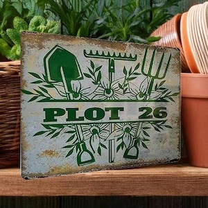 Personalised Allotment Plot Sign: Glossy Metal Garden Plaque