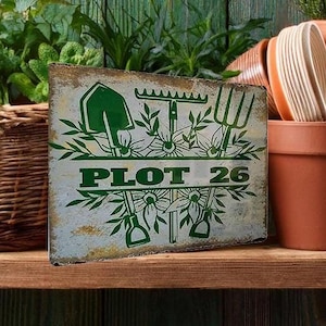 Personalised Allotment Plot Sign: Glossy Metal Garden Plaque