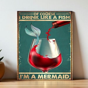 Vintage Mermaid Retro Metal Sign Bar Wall Decor Plaque Kitchen Art Gift