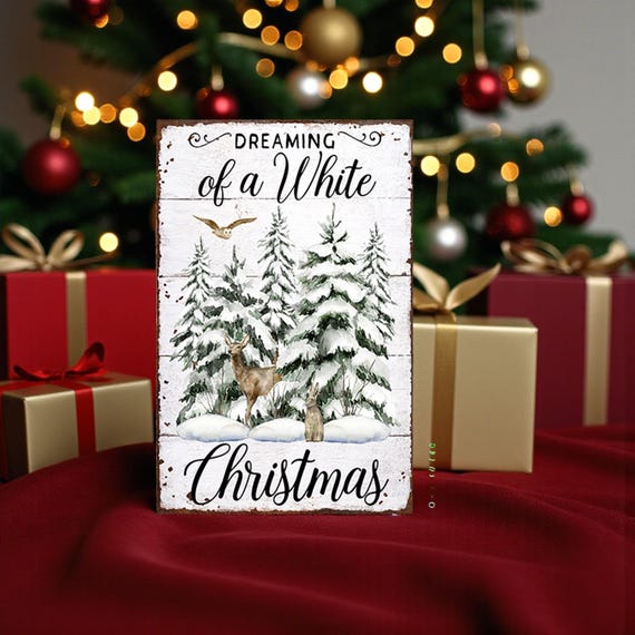 Rustic White Christmas Metal Plaque Sign - Festive Holiday Wall Decor Farmhouse Winter Art