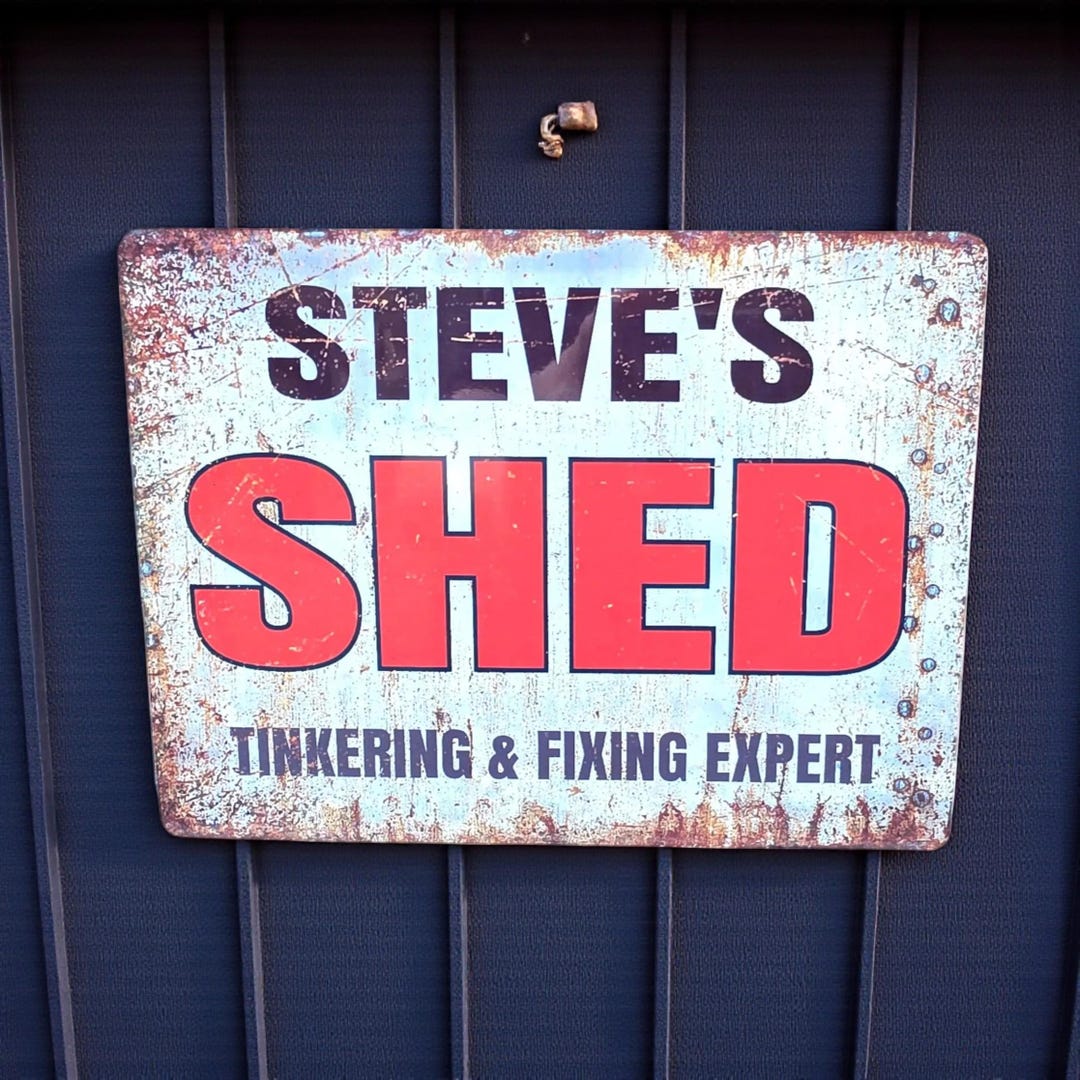 Stuga Metal Sign Rustic Metal Shed Sign - Personalised Weatherproof Plaque Garage ...