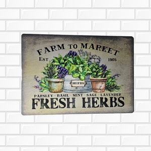 Farmhouse kitchen fresh herbs wall art metal sign plaque,Unique Gift,Kitchen Sign