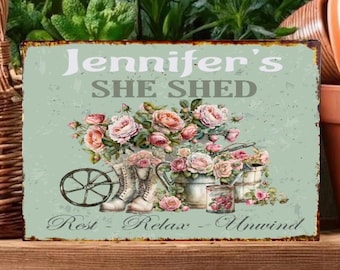 Personalised Metal She Shed Sign - Custom Garden Decor