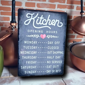 Funny Kitchen Rules Sign - Metal Wall Plaque Decor Vintage Farmhouse Art Gift