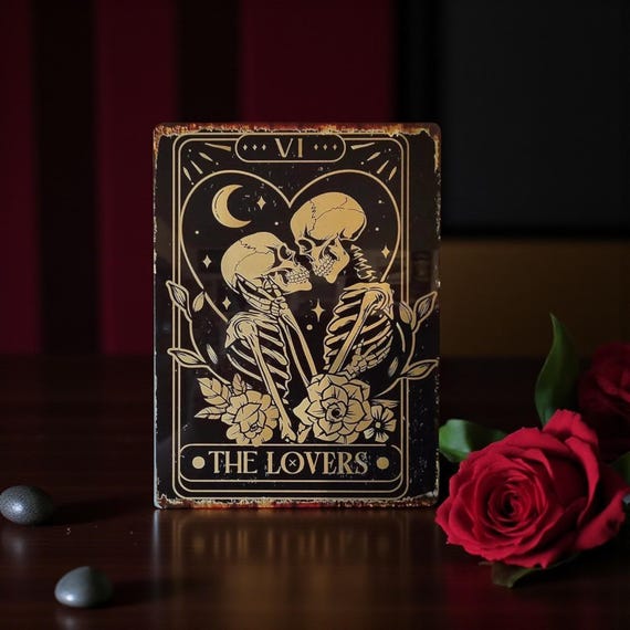 Gothic Tarot the Lovers Metal Wall Art Sign Unique Valentine