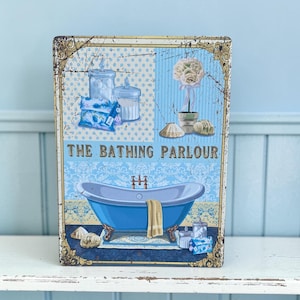 Vintage Bathing Parlour Metal Sign - Retro Bathroom Wall Decor Plaque Art Gift