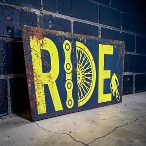 Vintage Cycling Metal Sign, Retro Bicycle Wall Decor, Gift for Men, Weatherproof Outdoor Garage