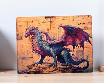 Gothic Dragon Sign, Glossy Metal - Weatherproof Dark Fantasy Decor
