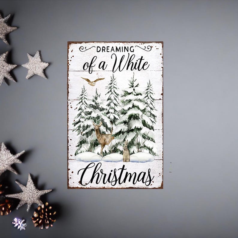 Rustic White Christmas Metal Plaque Sign - Festive Holiday Wall Decor Farmhouse Winter Art image 11