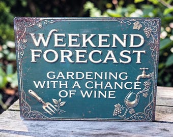 Gardening Wine Metal Sign Rustic Patio Yard Art Home Garden  Decor