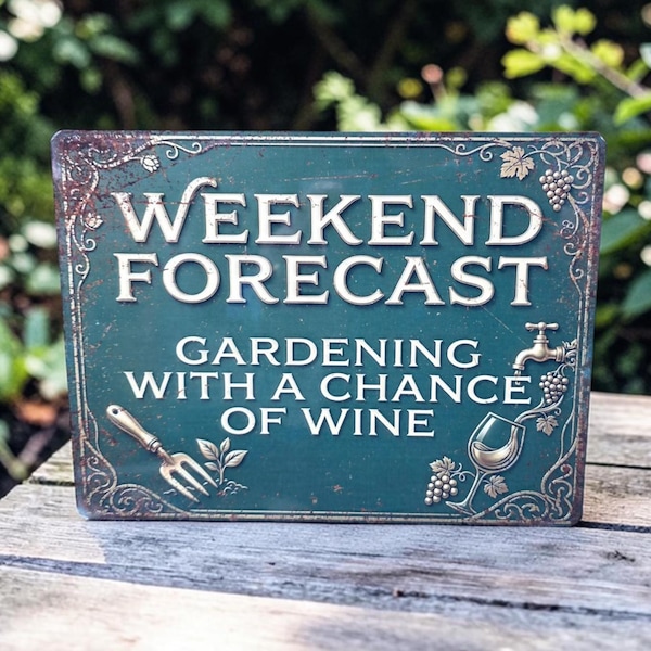 Gardening Wine Metal Sign Rustic Patio Yard Art Home Garden  Decor