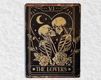 Gothic Tarot the Lovers Metal Wall Art Sign Unique Valentine
