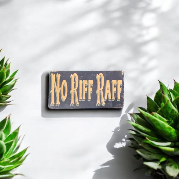 ZYPENG Cartello In Metallo No Riff Raff - Targa Vintage 30,5x20,3 Cm Per Garage, Bar, Casa