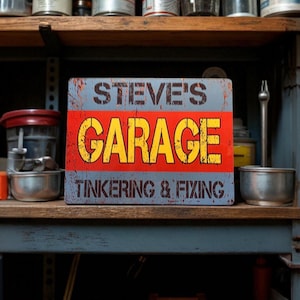 Personalised Garage Metal Sign: Retro Automotive Decor