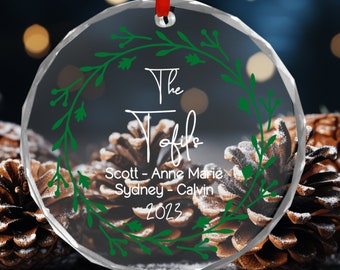 Family Christmas Ornament  • Personalized Glass Christmas Ornament  •  Christmas Keepsake •  Christmas ornament glass