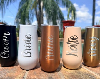 Engraved Champagne Tumblers! - Personalized Bridesmaid Gift, Bachelorette Party Cup