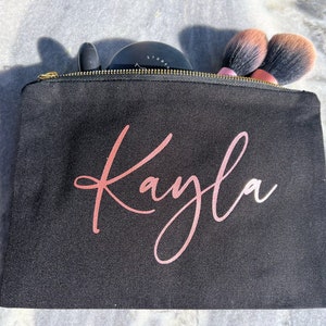 Make up Bag Personalized Hot Pink Make Up Bag with Gold Zipper Cosmetic Bag Bridesmaid Gift Bachelorette Party Favor