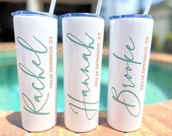 PRINT, NO VINYL New beautiful handwritten font styles! Bridesmaid Bachelorette Party Cup Personalized Tumbler with Straw Custom Cup
