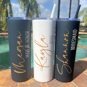 Tumblers PRINTED  Add names and roles in multiple colors! Valentine&#39;s Gift Travel Cup Bridesmaid Bachelorette Party Cup Personalized Tumbler