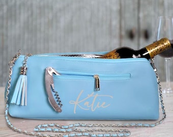 Insulated Wine Purse  Girls Gone Wine!  Classy and Sassy Blue Insulated Wine Purse with cross body design.