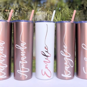 Bride Tribe Tumbler With Straw Bridal Tumbler  Bridesmaid Gift Bachelorette Cups  Rose Gold Tumbler Personalized Custom Bridal Gifts