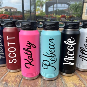 Personalized Water Bottles for Kids, Gradient 18oz Custom Name Stainless  Steel Sports Water Bottle with Straw-Insulated Waterbottle Gift for Women  Men