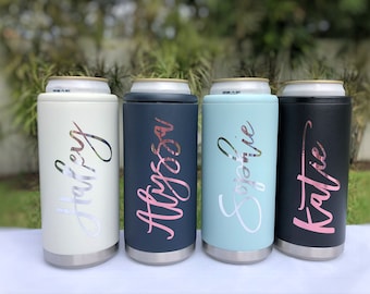 Personalized Skinny Can Cooler: Bridesmaid Bachelorette Party Gift