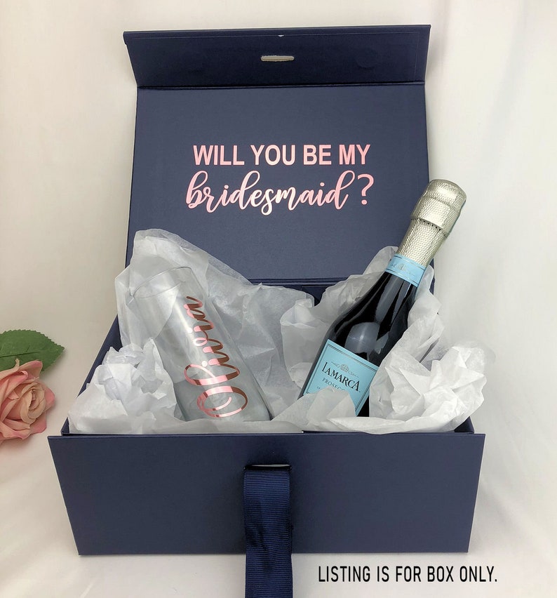 Navy Luxury Proposal Box Bridesmaid Proposal Box Bridesmaid Etsy