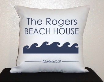 Personalized Beach House Pillow: Custom Nautical Decor, Handmade