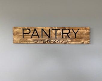 Handmade Wood Pantry Sign, Carved Farmhouse Kitchen Decor