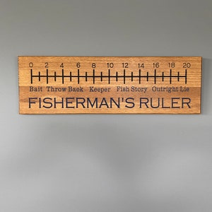 Fishermans ruler sign, lake house decor, nautical decor, cabin decor, fishing sign, rustic sign fisherman decor, boating sign, wood sign