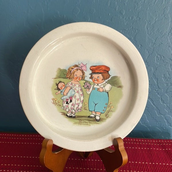 Antique Buffalo Pottery Campbells Soup Kids Soup Cereal Porridge Bowl