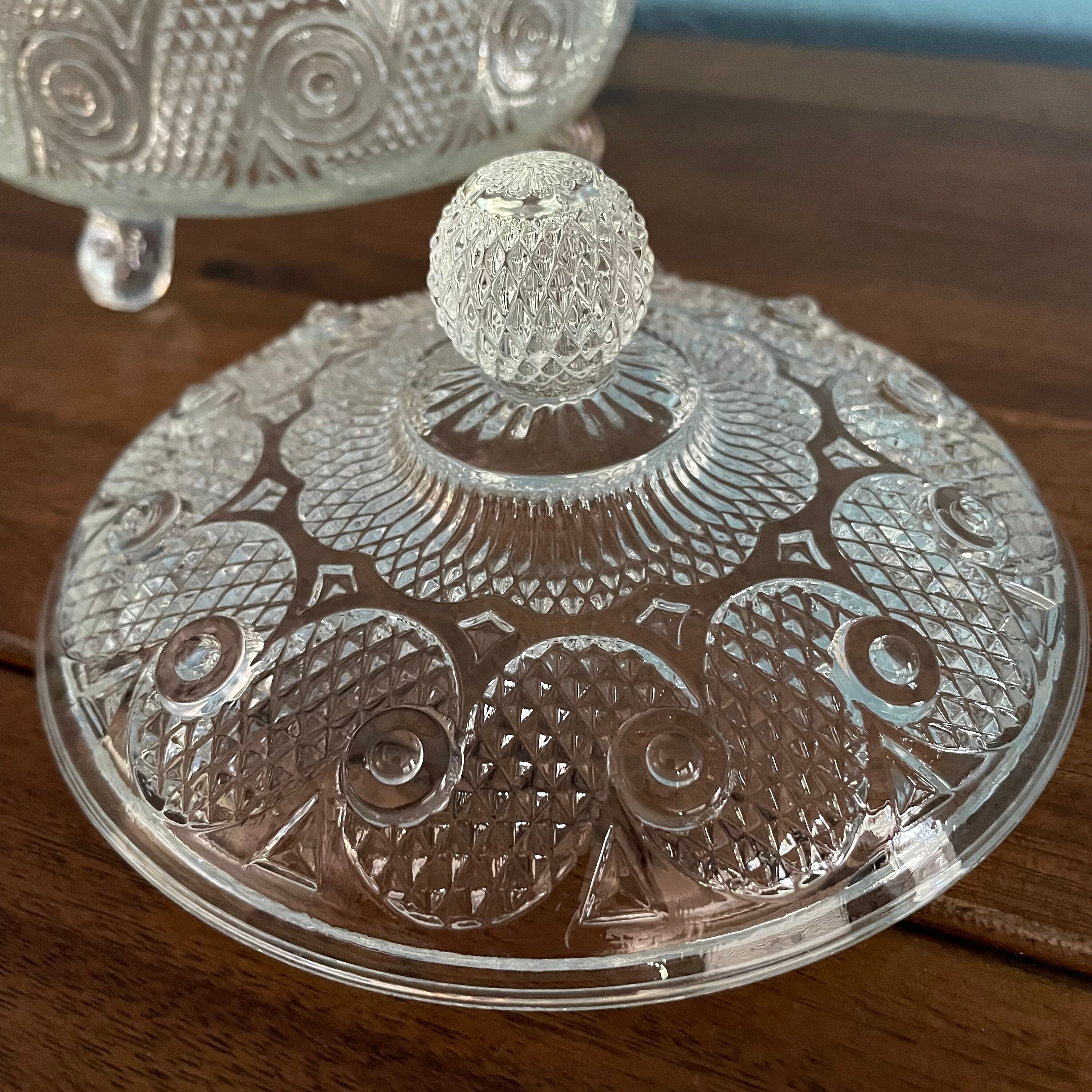 Vintage Avon Candy Dish Jar - Trinket Dish - Clear Glass