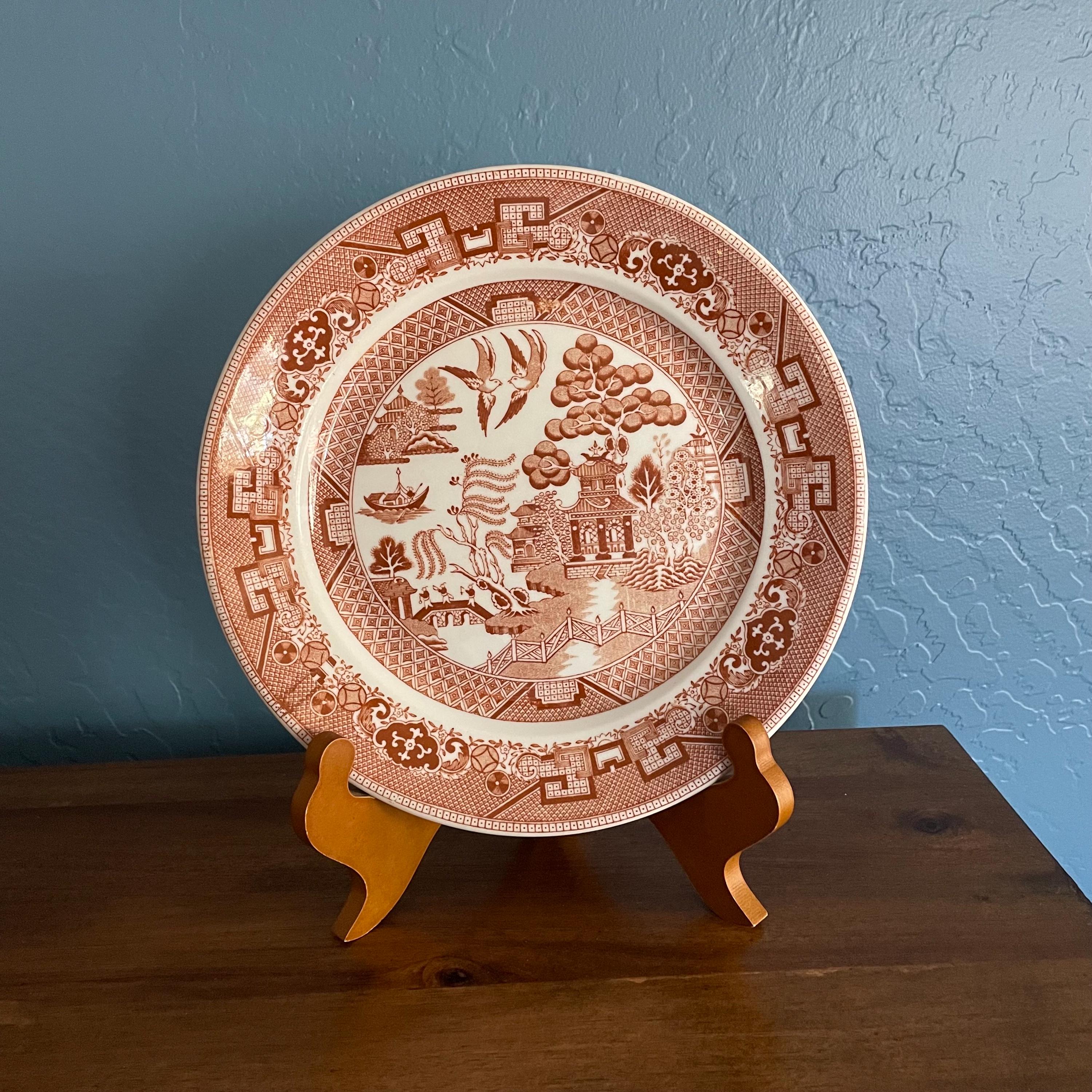 Vintage Buffalo China Brown Willow Dinner Luncheon Plate