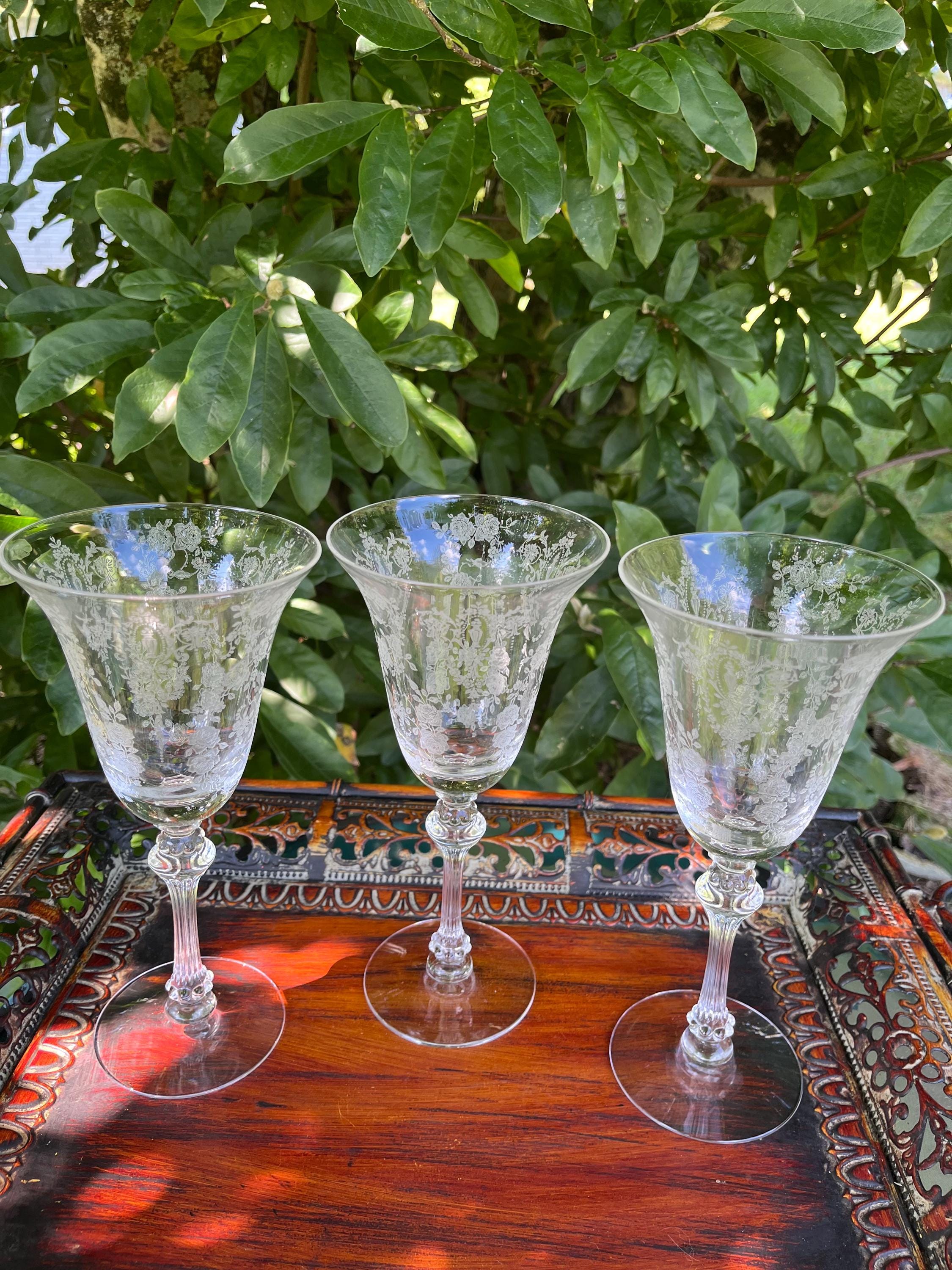 Tiffin Franciscan Cherokee Rose Etched Stems - 17403 - Pattern ...