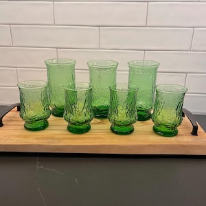 Vintage Green Water Glasses - Etsy