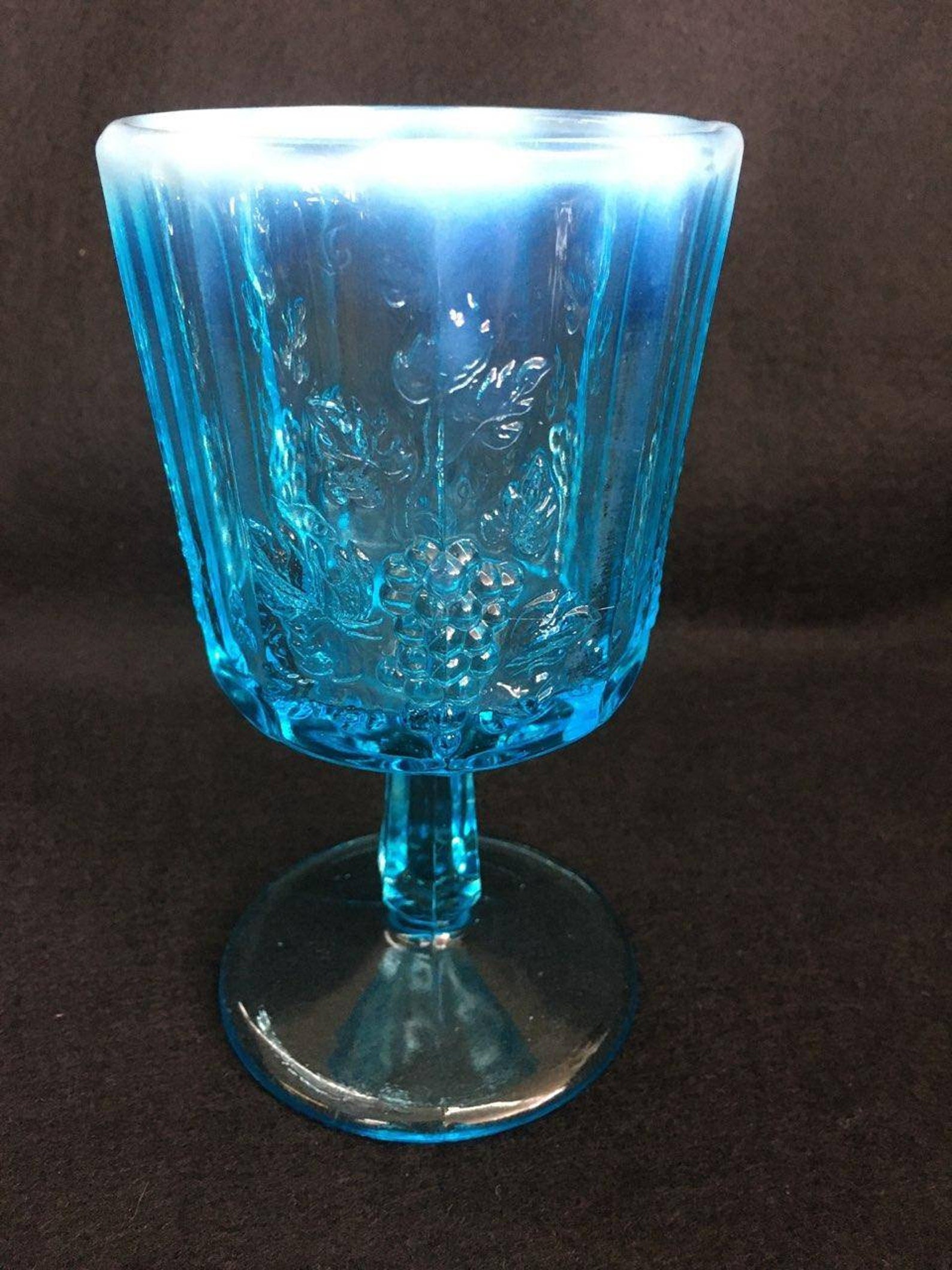 Vintage Westmoreland L G Wright Electric Blue Grape Paneled - Etsy
