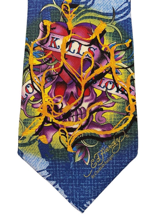 ED Hardy By Christian Audigier tie, blue, heart, … - image 10