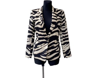 Chaqueta Mujer Vintage Zebra Print Blazer Urban Streetwear Estilo Safari Talla S Victor Alfaro Chic