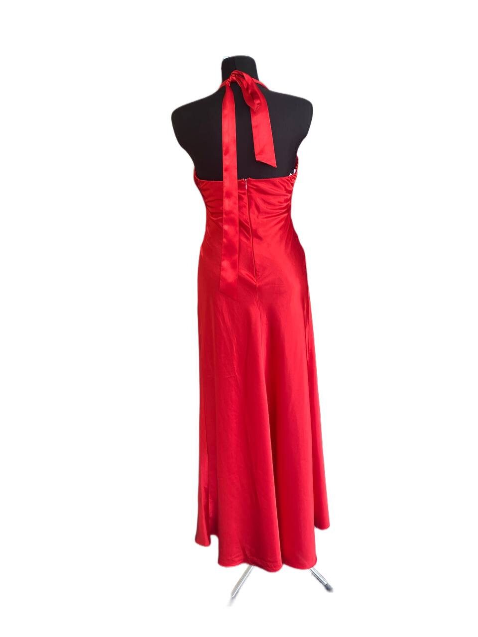 Red Women Dress Vintage V Neck Gown Party Prom Dress Waistband Halter Dress  Sleeveless Size M Fashion New-york by J.L.O.S. - Etsy