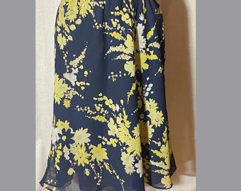 Faldas para mujer vintage azul oscuro corte bies elegante gasa floral verano 90 años talla 8 Estilo corte planos con forro