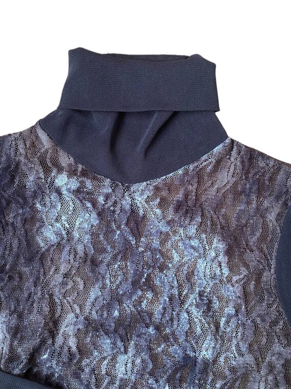 Vintage women's brown stretch crop top mock neck … - image 6