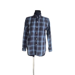 Ralph Lauren blue tartan plaid shirt men vintage long sleeves button down cowboy shirt size M