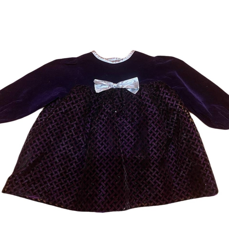 Winter Frock / Dress For Baby Girl In Velvet Stuff Purple Color main image 0